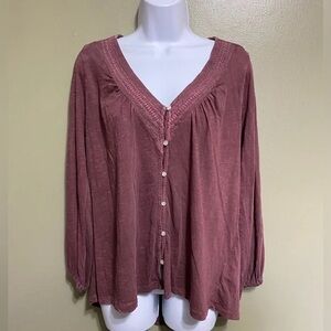 Lucky Brand Mauve Button-Up Blouse